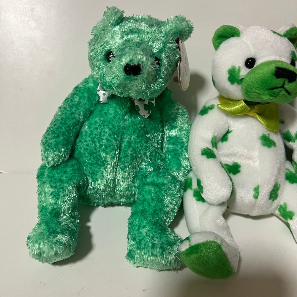 Ty Beanie Babies St Patricks Day Bear Lot Erin Shamrock‎ Clover Luck-e 6pc Set - Picture 5 of 16